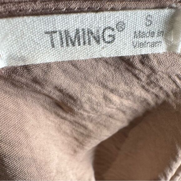 Timing light mocha tan strappy mini cowl neck dress size small - Picture 6 of 8